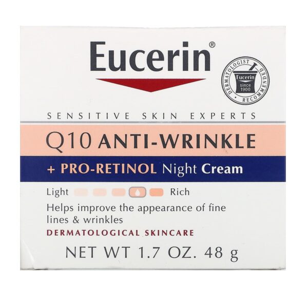 Eucerin, Q10 Anti-Wrinkle + Pro-Retinol Night Cream, 1.7 fl oz (48 g) - Image 2