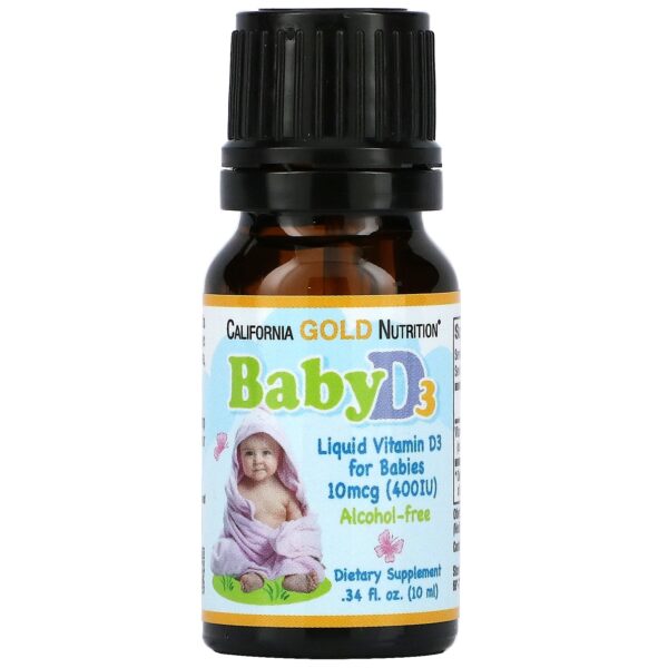 California Gold Nutrition, Baby Vitamin D3 Liquid, 10 mcg (400 IU), 0.34 fl oz (10 ml) - Image 3