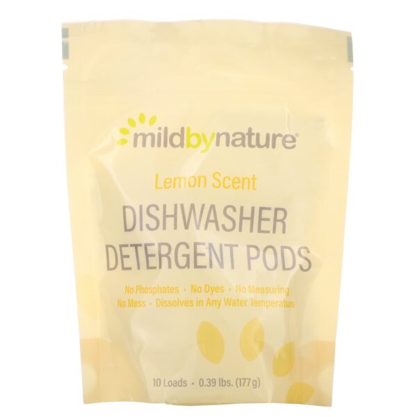 Mild By Nature, Automatic Dishwashing Detergent Pods, Lemon Scent, 10 Loads, 0.39 lbs, 6.24 oz (177 g)