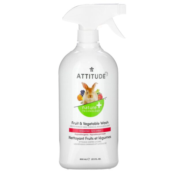 ATTITUDE, Fruit & Vegetable Wash, Unscented, 27.1 fl oz (800 ml)