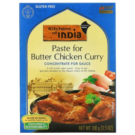 Kitchens of India, Paste For Butter Chicken Curry, Concentrate For Sauce, Medium, 3.5 oz (100 g)