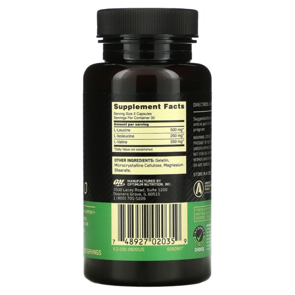 Optimum Nutrition, BCAA 1000, 500 mg, 60 Capsules - Image 2