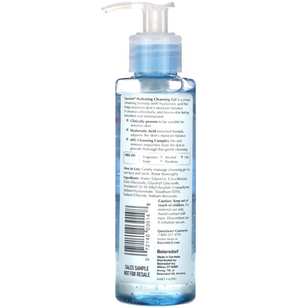 Eucerin, Hydrating Cleansing Gel + Hyaluronic Acid, 6.8 fl oz (200 ml) - Image 2