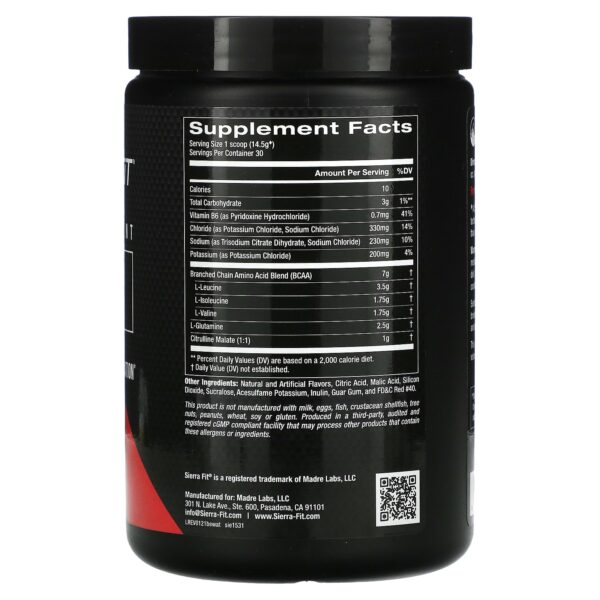 Sierra Fit, BCAA & Electrolytes, 7G BCAAs, Watermelon, 15.34 oz (435 g) - Image 2