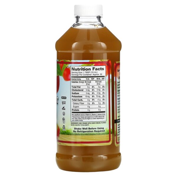 Dynamic Health Laboratories, Organic Raw Apple Cider Vinegar with Mother, 16 fl oz (473 ml) - Image 2