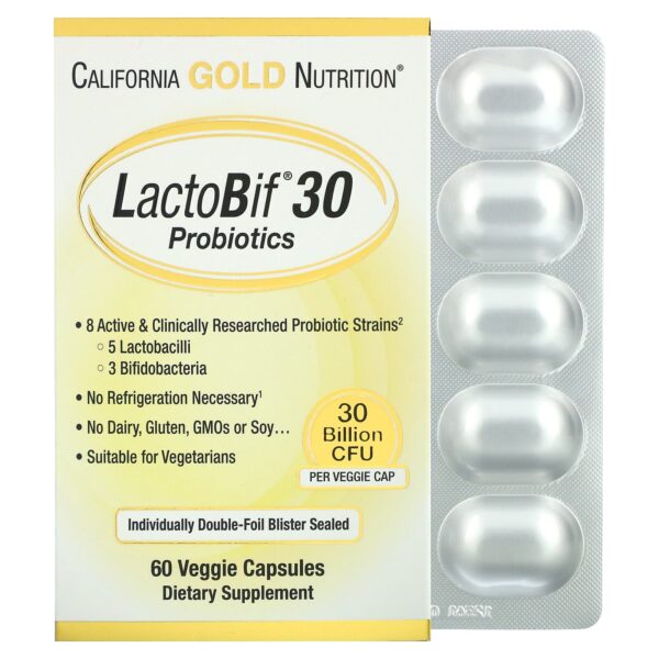 California Gold Nutrition, LactoBif Probiotics, 30 Billion CFU, 60 Veggie Capsules