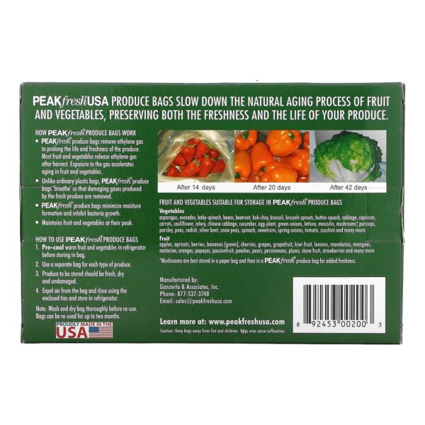 PEAKfresh USA, Produce Bags with Twist Ties, Reusable, 10 Bags - Image 2