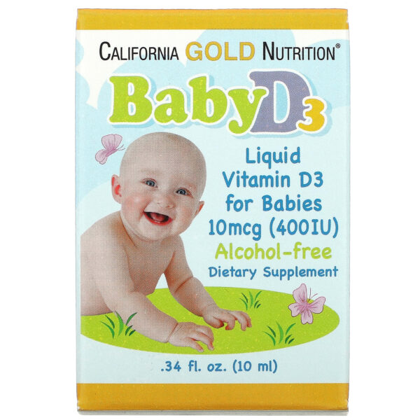 California Gold Nutrition, Baby Vitamin D3 Liquid, 10 mcg (400 IU), 0.34 fl oz (10 ml)