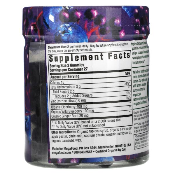 MegaFood, Elderberry Immune Assistance, Berry, 54 Gummies - Image 2