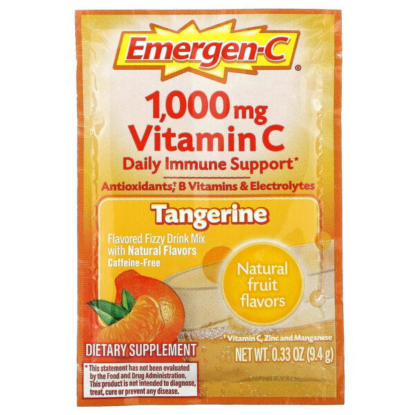 Emergen-C, Vitamin C, Flavored Fizzy Consume Mix, Tangerine, 1,000 mg, 30 Packages, 0.33 oz (9.4 g) Each - Image 3