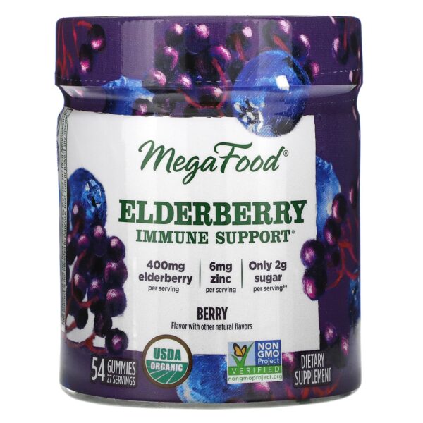 MegaFood, Elderberry Immune Assistance, Berry, 54 Gummies