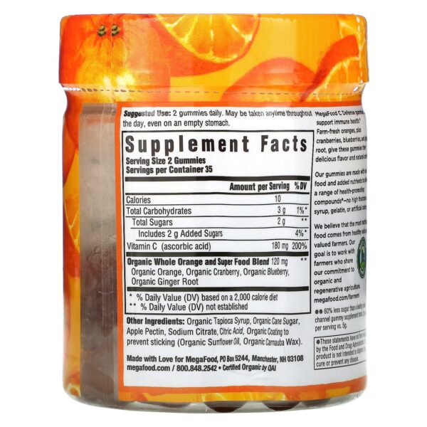 MegaFood, C Defense, Tangy Citrus, 70 Gummies - Image 2