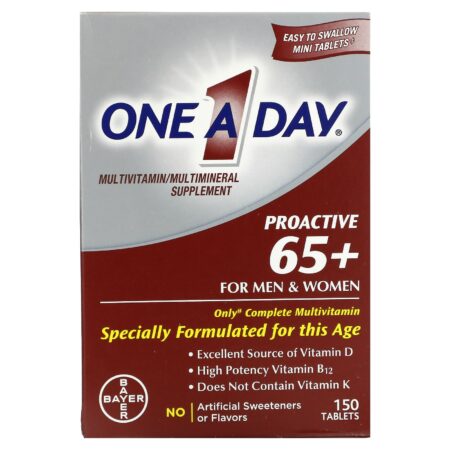 One-A-Day, Proactive 65+, Multivitamin/Multimineral Supplement, For Guys & & Women, 150 Tablets