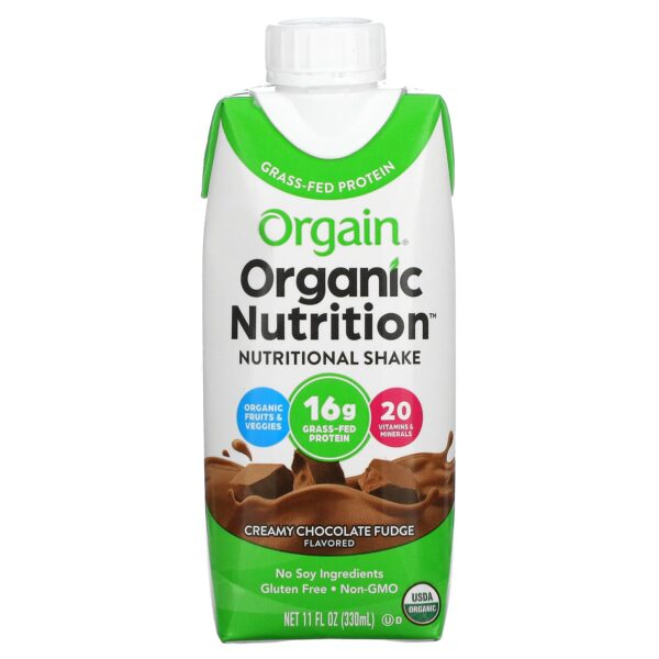 Orgain, Organic Nutrition, Nutritional Shake, Creamy Chocolate Fudge, 4 Pack, 11 fl oz Each - Image 3