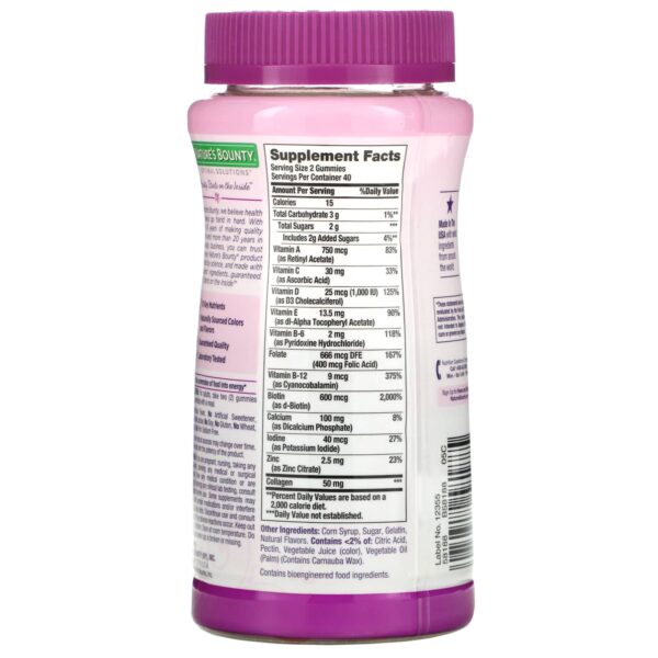 Nature's Bounty, Optimal Solutions, Women's Multivitamin Gummies, Raspberry, 80 Gummies - Image 2