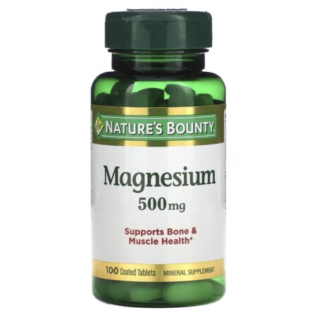 Nature\’s Bounty, Magnesium, 500 mg, 100 Coated Tablets