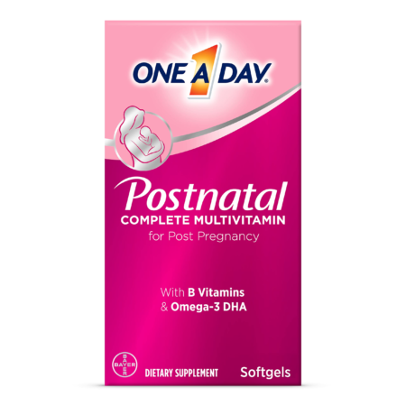 One A Day Postnatal Total Multivitamin, Multivitamin for Post-Pregnancy with Folic Acid and Omega-3 DHA, 60 Count