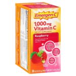 Emergen-C (30 Count, Raspberry Flavor, 1 Month Supply) Dietary Supplement Fizzy Drink Mix with 1000mg Vitamin C, 0.32 Ounce Packets, Caffeine Free