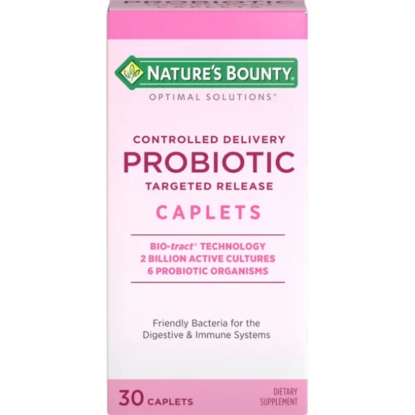 Nature's Bounty Optimal Solutions Controlled Delivery Probiotic, Dietary Supplement, Supports Digestive and Immune Health, Caplets, 30 ct