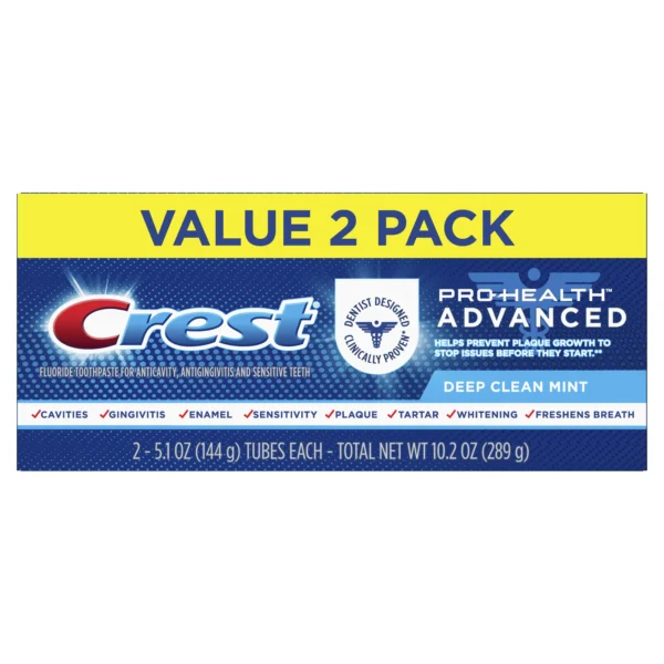 Crest Pro-Health Toothpaste Smooth Formula Clean Mint Paste Twin Pack