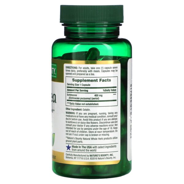 Nature's Bounty, Echinacea, 400 mg, 100 Capsules - Image 2