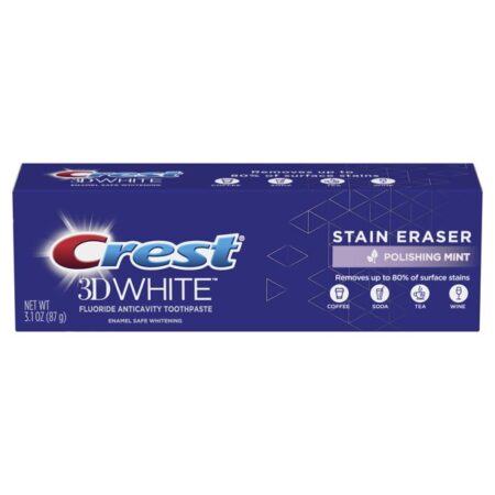 Crest 3D White Polishing Mint Stain Eraser Fluoride Anticavity Toothpaste