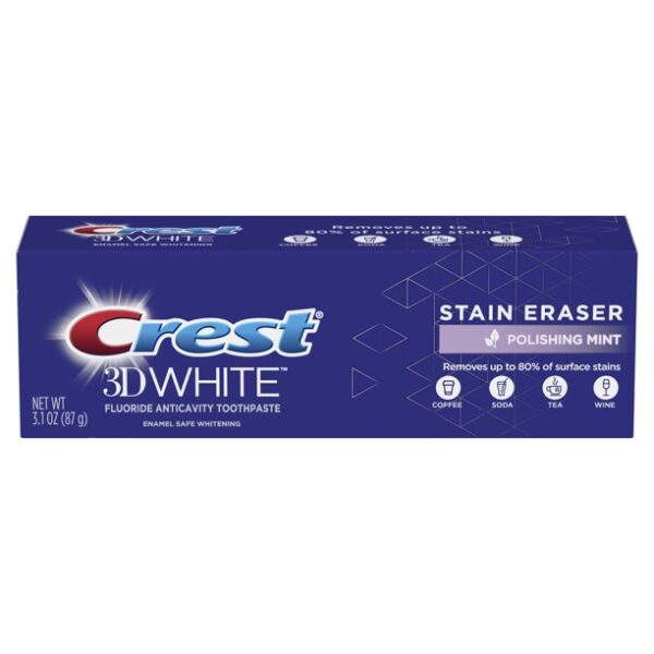 Crest 3D White Polishing Mint Stain Eraser Fluoride Anticavity Toothpaste