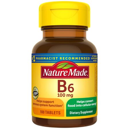 Nature Made Vitamin B6 100 mg Tablets, 100 Count for Metabolic Health