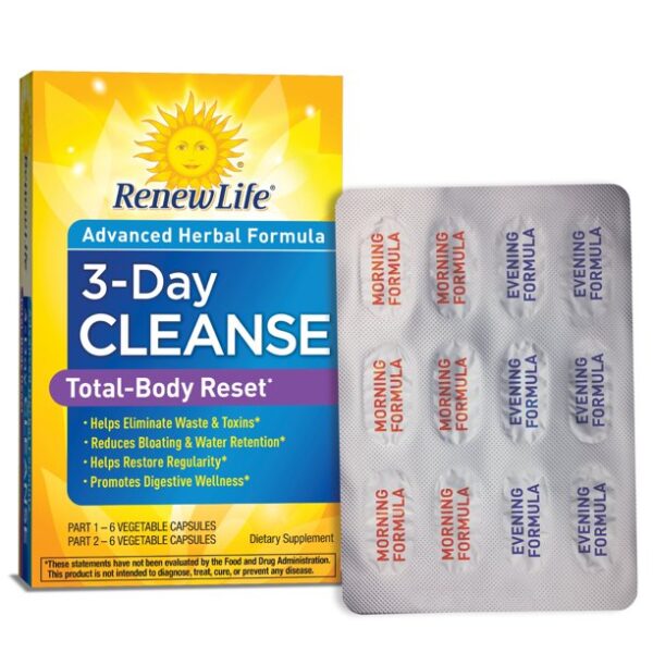 Renew Life 3-Day Cleanse Total Body Reset Dietary Supplement Vegetable Capsules